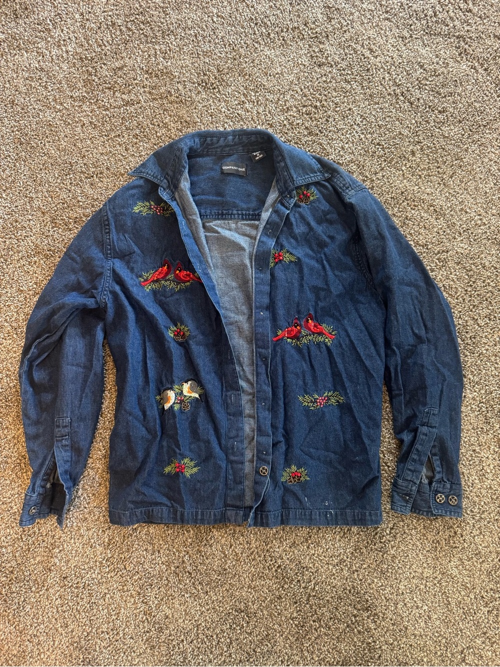 Embroidered Denim bird shirt